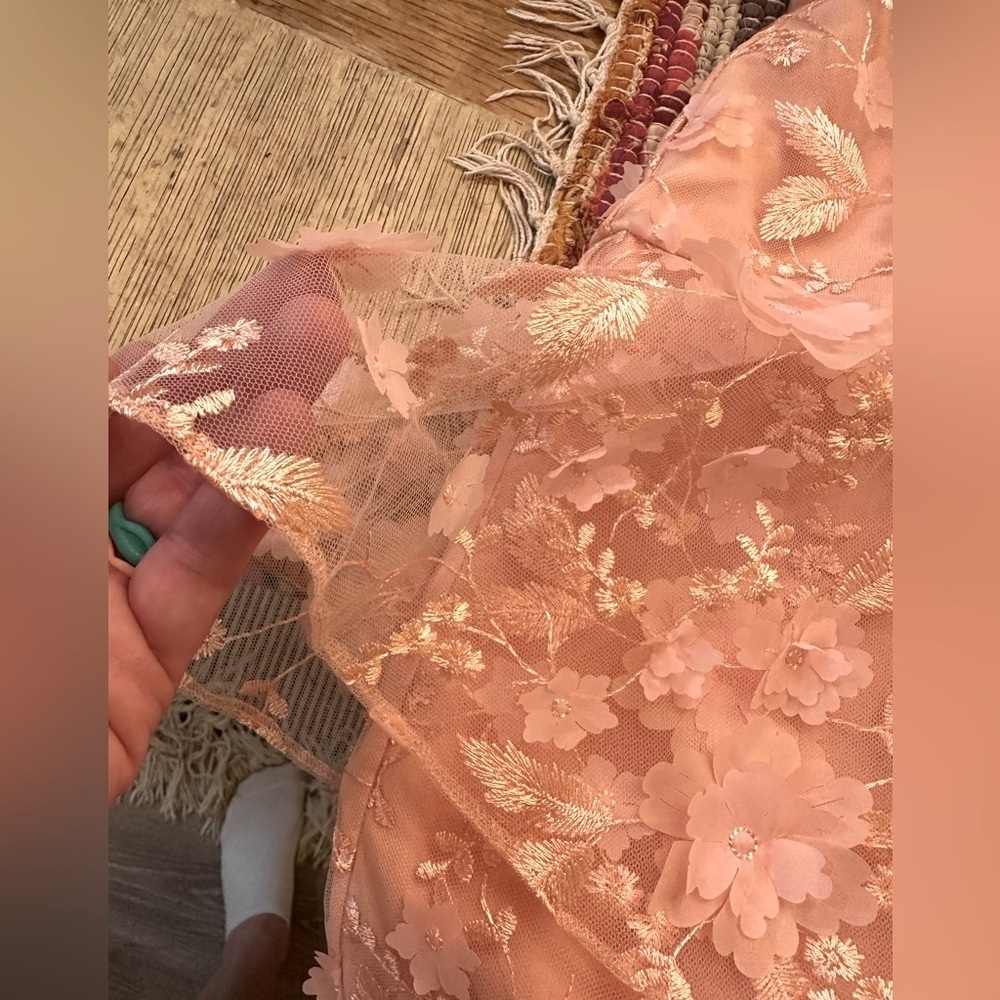 ASOS light pink/nude dainty flower cut out sheer dress sz 4 - NWT - Picture 14 of 16